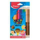 Crayon couleur maped color'peps \"world\" + 3 duos   ton  peau pochette de 12