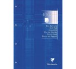 Bloc de cours encollé grand côté A4 200 pages détachables perforées 4 trous grands carreaux - Bleu