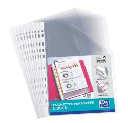 Lot de 50 pochettes perforées Oxford a4 polypro lisse 5/100émeincolore