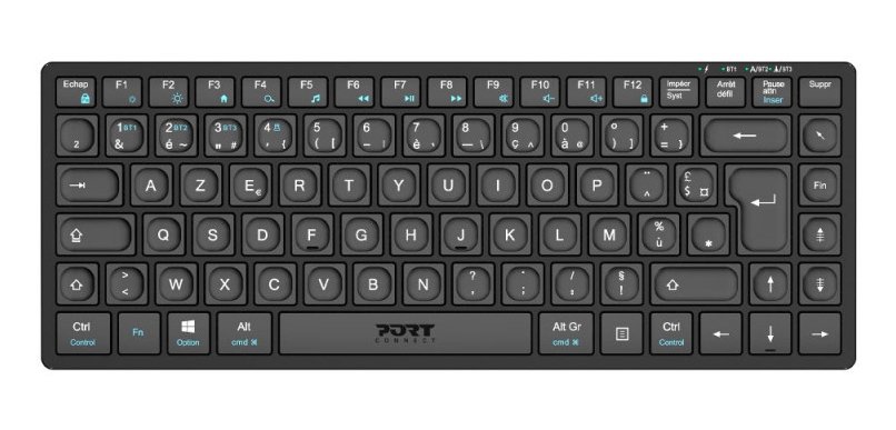 Port Designs 911001FR clavier maison/bureau RF sans fil + Bluetooth AZERTY Français Noir