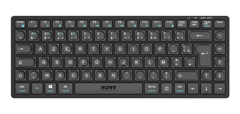 Port Designs 911001FR clavier maison/bureau RF sans fil + Bluetooth AZERTY Français Noir