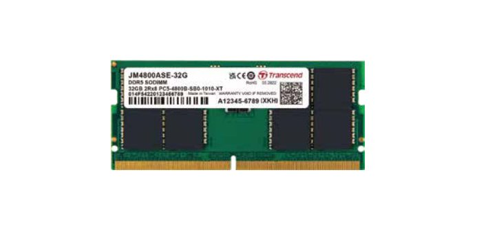 Transcend JetRam JM4800ASE-32G module de mémoire 32 Go 1 x 32 Go DDR5 262-pin SO-DIMM