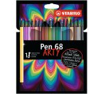 Feutre de dessin stabilo pen 68 arty etui carton de 18