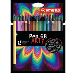 Feutre de dessin stabilo pen 68 arty etui carton de 18