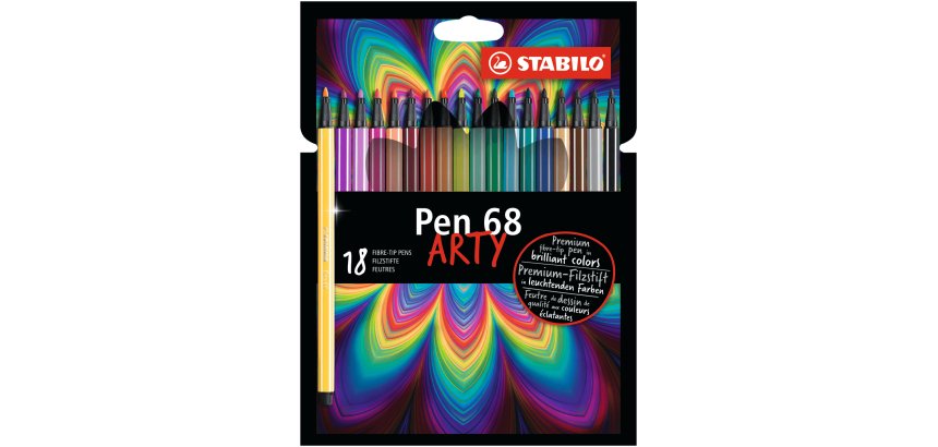 Feutre de dessin stabilo pen 68 arty etui carton de 18