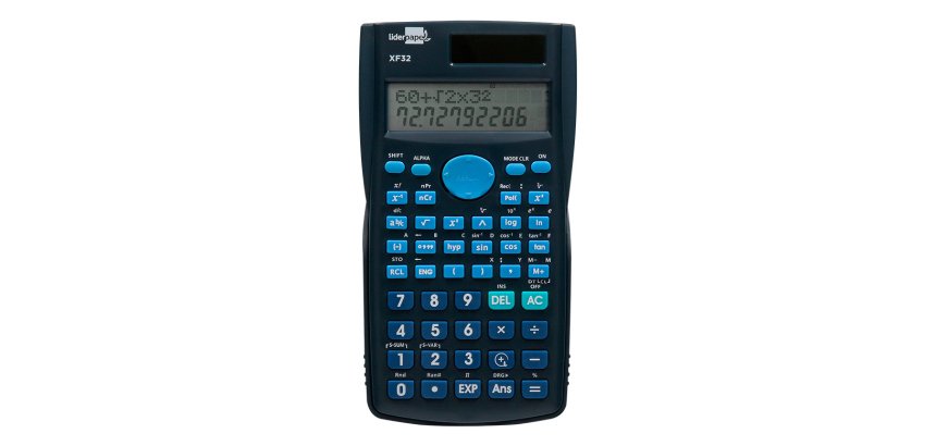 Calculadora liderpapel cientifica xf32 12 digitos 240 funciones con tapa solar y pilas color azul 156x85x20