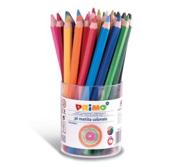 Matite colorate Jumbo - diametro mina 5,5 mm - 12 colori assortiti - Primo - conf. 36 pezzi