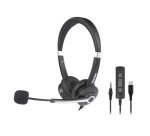 Hamlet HHEADM-CJS cuffia e auricolare Cablato A Padiglione Ufficio USB tipo-C Nero