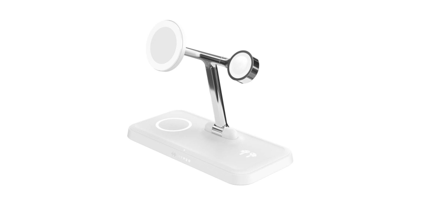 HYPER HJ3004WHGL chargeur d'appareils mobiles Casques, Smartphone, Smartwatch Argent, Blanc CC, USB Recharge sans fil Charge rapide Intérieure