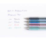 Stylo-bille pilot bp-s écriture moyenne 0.5mm encre douce pointe indéformable rechargeable corps translucide noir