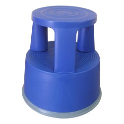 Tabouret q-connect plastique roues caoutchouc rétractables 2 niveaux base 44cm hauteur 43cm poids 2.9kg coloris bleu