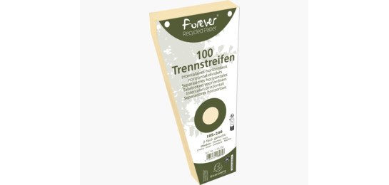 Paquet 100 fiches intercalaires trapézoïdales unies perforées Forever - 105x240mm