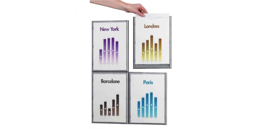 Cadre paperflow polystyrène cadr'info a4 coloris aluminium