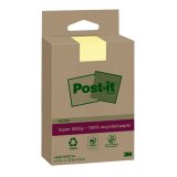 Bloc-notes post-it super sticky grand format recycles 102x152mm 45f repositionnables lignes coloris jaune pack 4 blocs