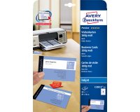 Carte visite avery impression jet d'encre recto verso 260g/m2 85x54mm bords lisses blanc mat pochette 80 unités