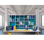 Porte-revues exacompta mag-cube bee blue plastique   recycle a4+ oeillet de        prehension coloris bleu clair