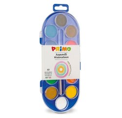 Pastiglie Acquerelli -  ø 30mm - colori assortiti - Primo - astuccio da 12 pastiglie