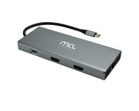 MCL 10-PORT DOCKING STATION HDMI station d'accueil Tablette/Smartphone/ordinateur portable Noir, Gris