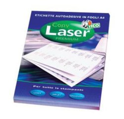 Etichette adesive PC4 - in poliestere - laser - permanenti - 210 x 297 mm - 1 et/fg - 100 fogli - trasparente - Tico