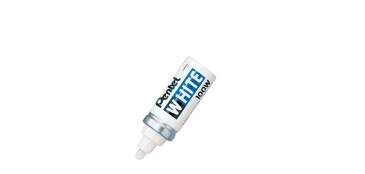 Marqueur pentel peinture pointe conique large trait 3.0mm indélébile opaque tous usages tous matériaux coloris blanc