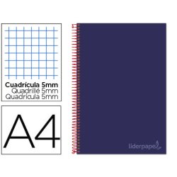 Cahier spirale liderpapel jolly couverture contrecollée a4 280p 75g/m2 5x5mm microperforé 4 trous coloris bleu ciel