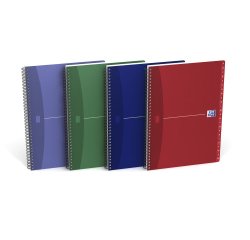 Répertoire Oxford office Essentials A4 ligné 7mm 180 pages reliure spirale couverture carte coloris assortis