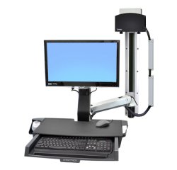 Ergotron StyleView Sit-Stand Combo System with Worksurface 61 cm (24") Muur Aluminium