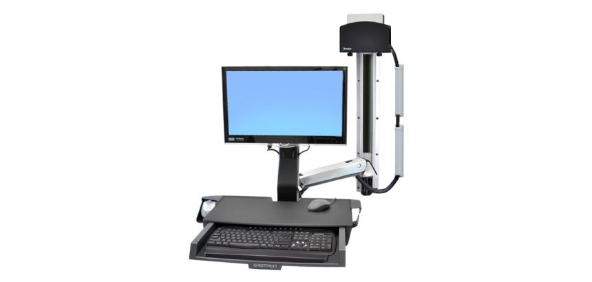 Ergotron StyleView Sit-Stand Combo System with Worksurface 61 cm (24") Muur Aluminium