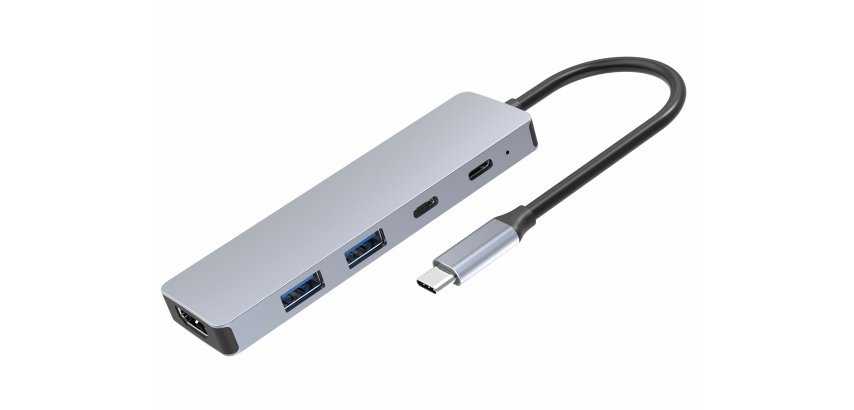 DLH DY-TU5105 hub & concentrateur USB Type-C 5000 Mbit/s Gris