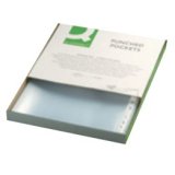 Pochette coin q-connect pvc transparent 9/100e 290x195mm perforée 4 trous boîte 100 unités