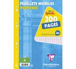 Feuillets mobiles sous film A4 300 pages perforées grands carreaux - Blanc