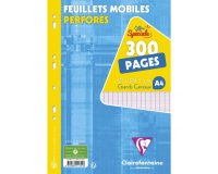 Feuillets mobiles sous film A4 300 pages perforées grands carreaux - Blanc