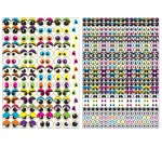 Gommette adhesive graine creative forme yeux mobiles   diametre 8 et 15mm 2 planches 594 unites