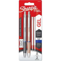 Stylo gel sharpie corps metal encre bleu pointe moyenne     0,7mm blister 2 stylos et 2   recharges