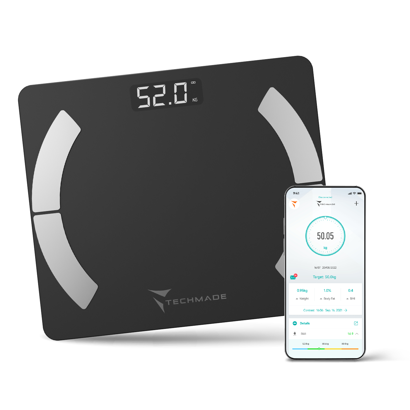Techmade TM-SCALE-BK personal scale Rectangle Black Electronic personal ...