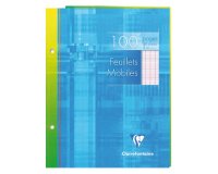Feuillet mobile clairefontaine a5+ 170x220mm papier vélin velouté 100 pages 90g séyès perforé coloris blanc