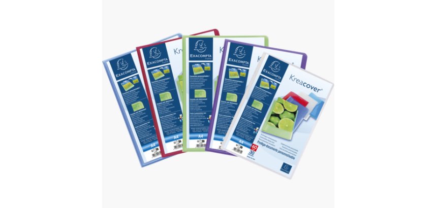 Protege documents exacompta a4 kreacover polypro semi     rigide 24x32 cm 60 vues lisse coloris assortis