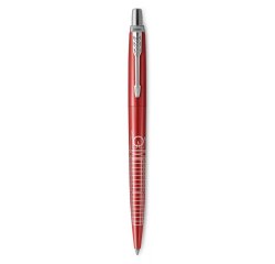 Stylo-bille parker jotter world londres retractable     clip corps rouge metallise    pointe moyenne encre bleue