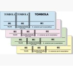 Bloc tombola 100 feuillets numérotés de 3 volets - Format 4,8x15 cm - Couleurs assorties