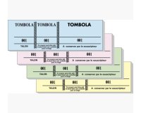 Bloc tombola 100 feuillets numérotés de 3 volets - Format 4,8x15 cm - Couleurs assorties