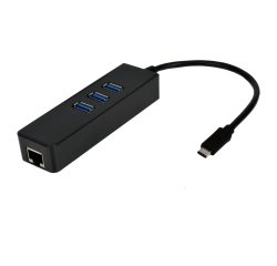 MCL Convertisseur USB Type-C RJ45 Gigabit Ethernet + hub 3 ports USB 3.0