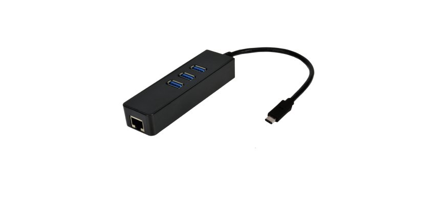 MCL Convertisseur USB Type-C RJ45 Gigabit Ethernet + hub 3 ports USB 3.0