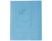 Protège-cahiers grain cuir PVC 22/100ème 17x22 cm - Bleu clair