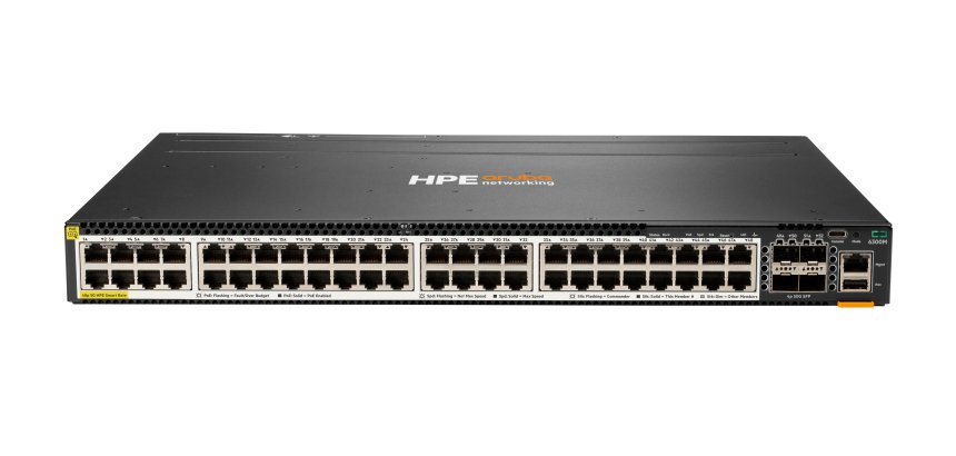 HPE Aruba Networking CX 6300M 48-port Smart Rate 1/2.5/5GbE Class 6 PoE and 4-port SFP56 Switch
