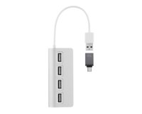 T'nB HUBSLIM4 USB 2.0 480 Mbit/s Blanc