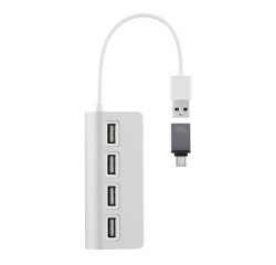 T'nB HUBSLIM4 USB 2.0 480 Mbit/s Blanc