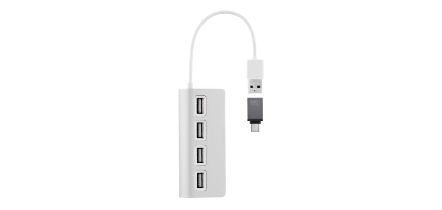 T'nB HUBSLIM4 USB 2.0 480 Mbit/s Blanc