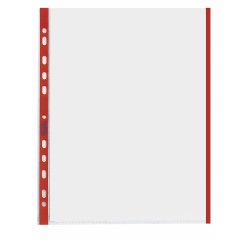 Buste forate con banda colorata - Linear - buccia - 21 x 29,7 cm - rosso - Favorit - conf. 10 pezzi