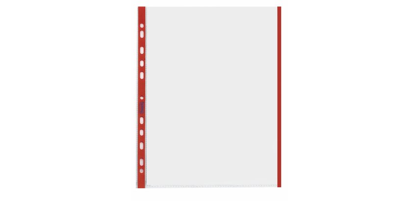 Buste forate con banda colorata - Linear - buccia - 21 x 29,7 cm - rosso - Favorit - conf. 10 pezzi