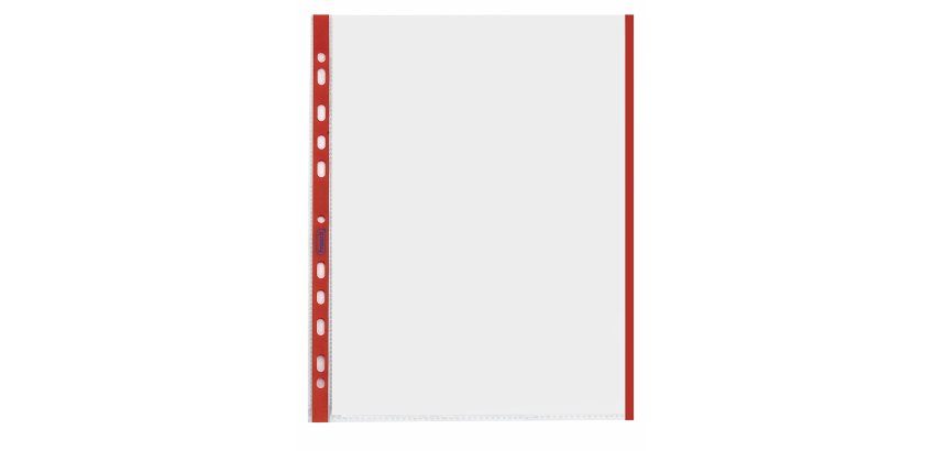 Buste forate con banda colorata - Linear - buccia - 21 x 29,7 cm - rosso - Favorit - conf. 10 pezzi